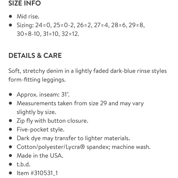 Rag & Bone “The Legging” Stretch Denim Leggings - Picture 4 of 7